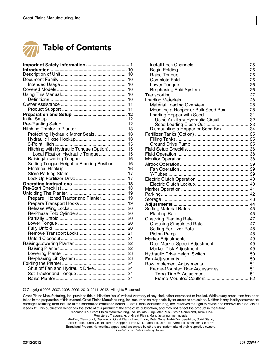 Great Plains YP1625 Operator Manual User Manual | Page 3 / 150