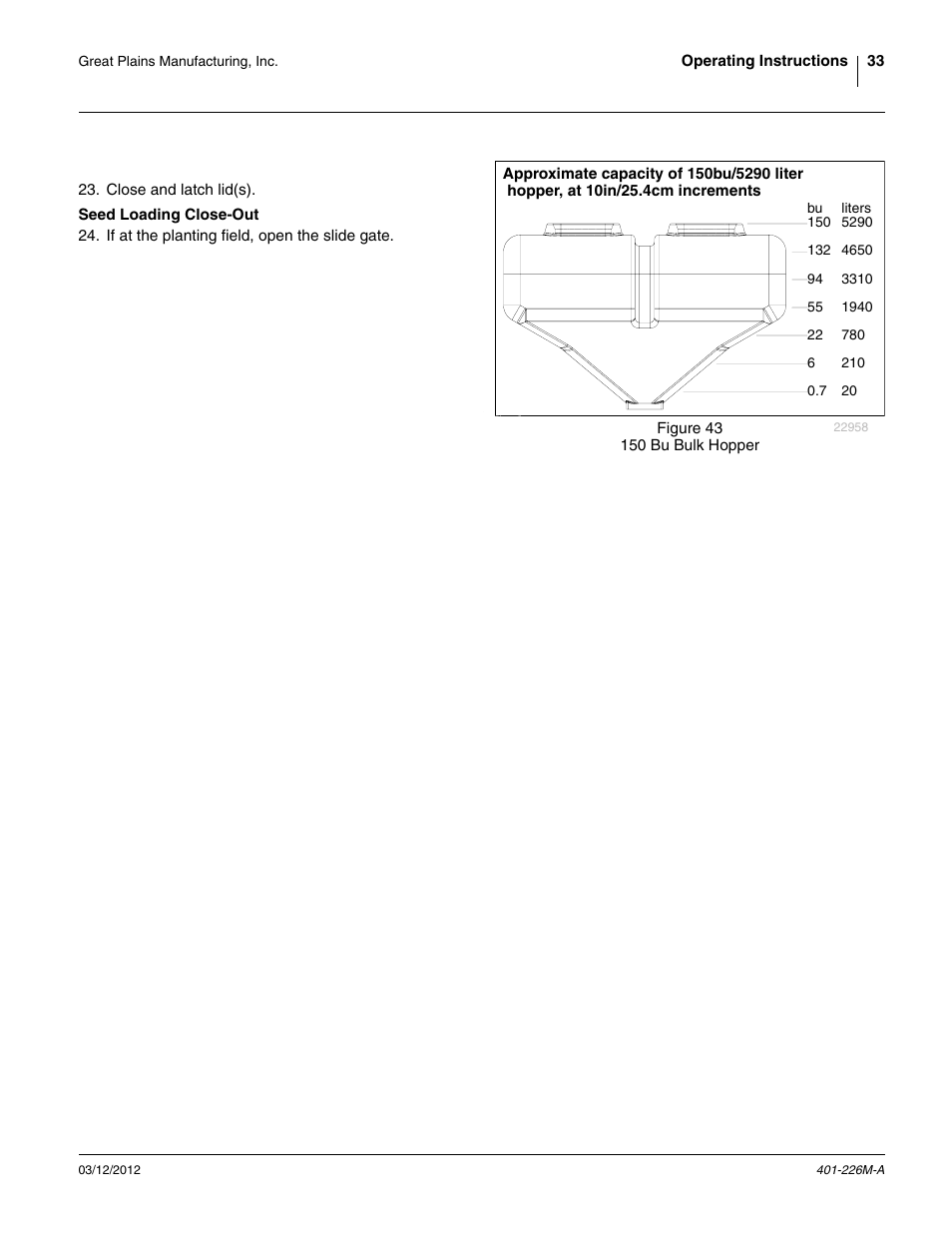 Seed loading close-out | Great Plains YP1625 Operator Manual User Manual | Page 37 / 150