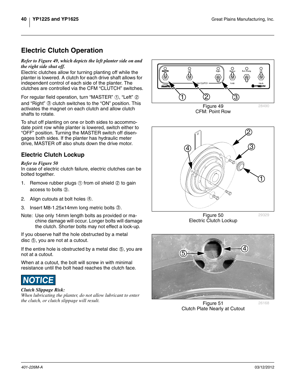 Electric clutch operation, Electric clutch lockup | Great Plains YP1625 Operator Manual User Manual | Page 44 / 150
