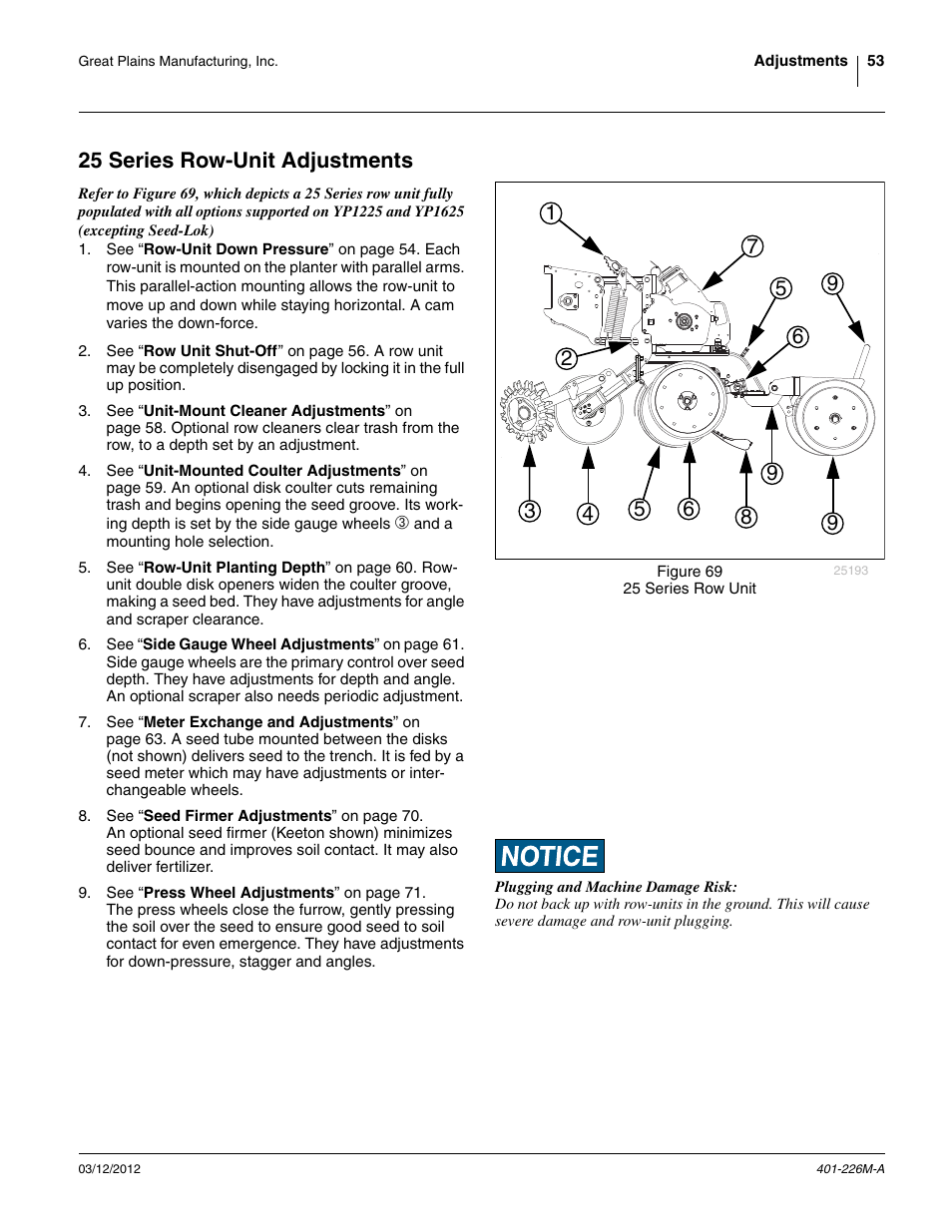 25 series row-unit adjustments | Great Plains YP1625 Operator Manual User Manual | Page 57 / 150