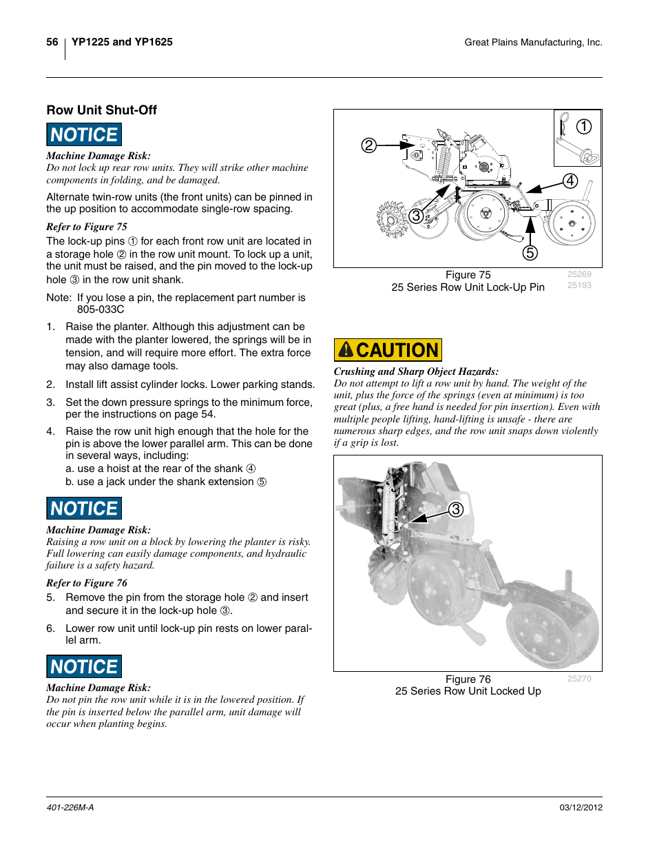 Row unit shut-off | Great Plains YP1625 Operator Manual User Manual | Page 60 / 150