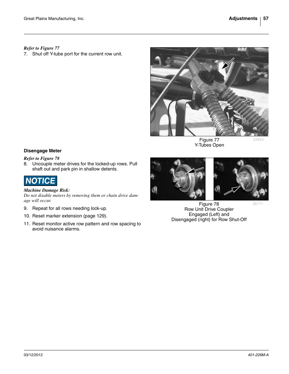 Disengage meter | Great Plains YP1625 Operator Manual User Manual | Page 61 / 150