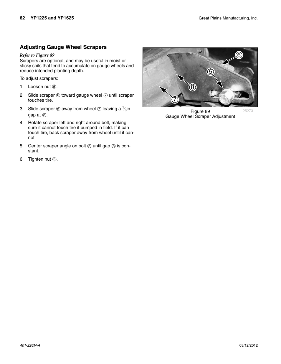 Adjusting gauge wheel scrapers | Great Plains YP1625 Operator Manual User Manual | Page 66 / 150