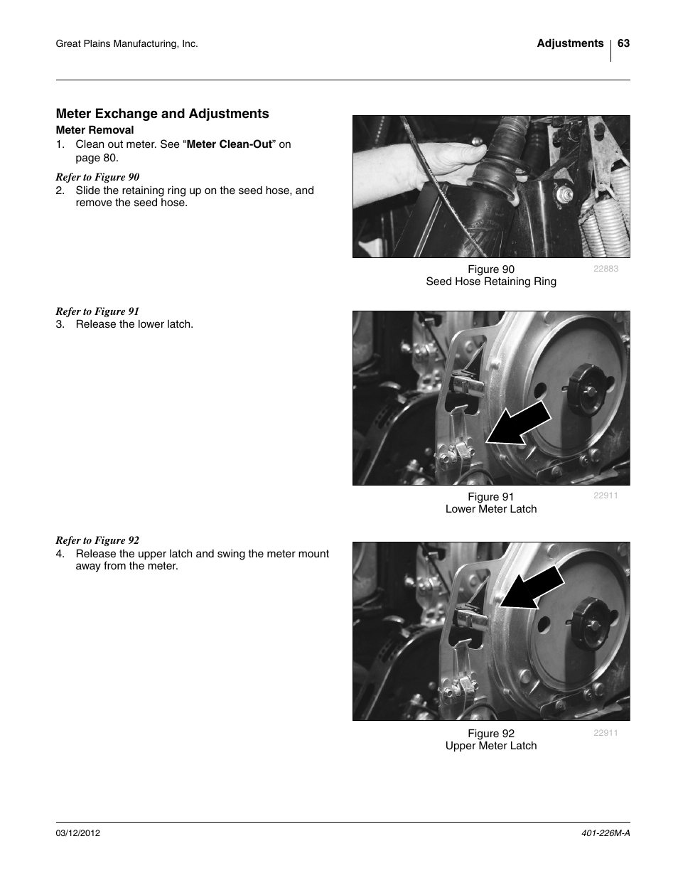 Meter exchange and adjustments, Meter removal | Great Plains YP1625 Operator Manual User Manual | Page 67 / 150
