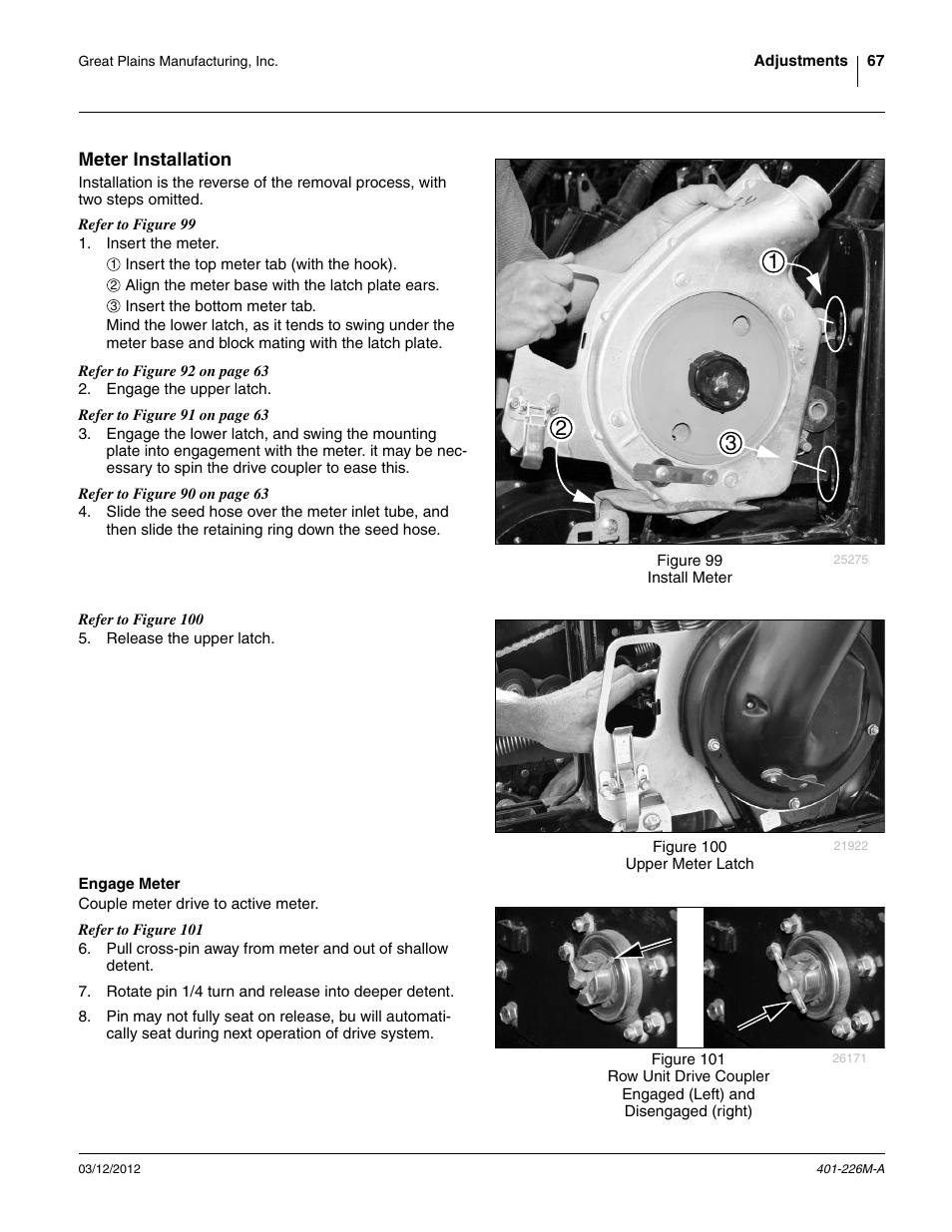 Meter installation, Engage meter | Great Plains YP1625 Operator Manual User Manual | Page 71 / 150