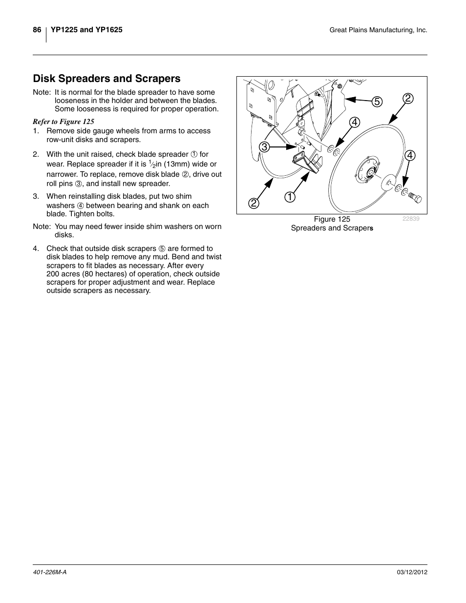 Disk spreaders and scrapers | Great Plains YP1625 Operator Manual User Manual | Page 90 / 150