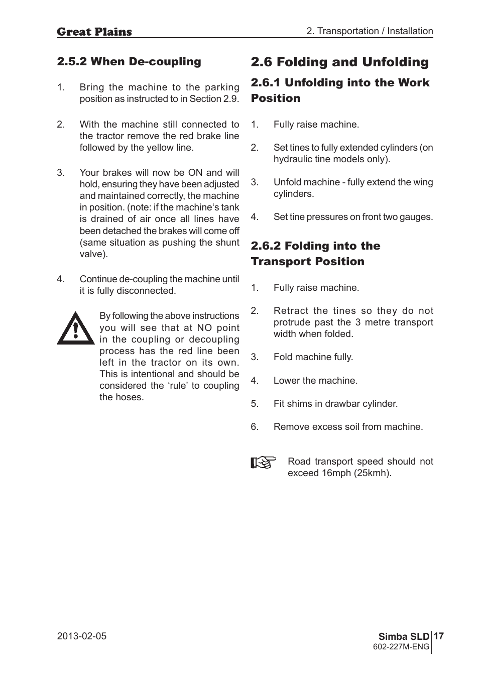 6 folding and unfolding | Great Plains SLD600 Operator Manual User Manual | Page 17 / 40