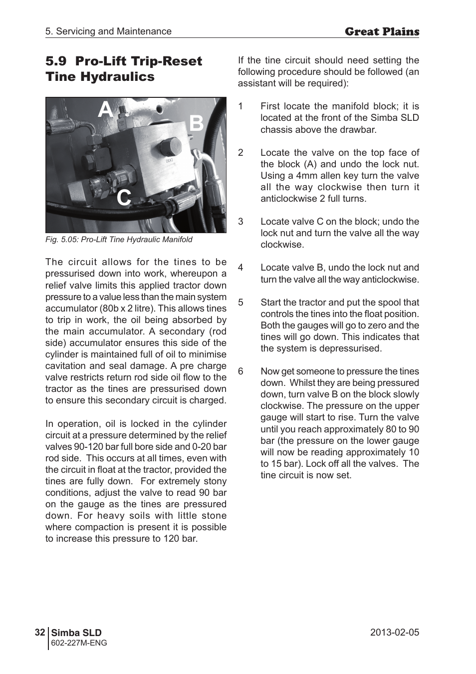 Ab c, 9 pro-lift trip-reset tine hydraulics | Great Plains SLD600 Operator Manual User Manual | Page 32 / 40
