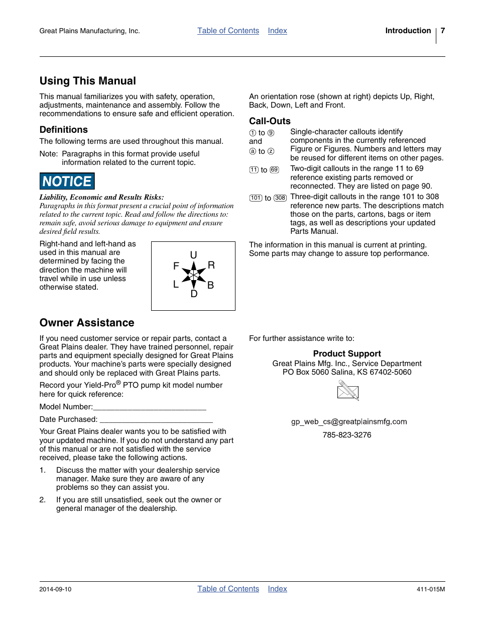 Using this manual, Definitions, Call-outs | Owner assistance, Definitions call-outs | Great Plains PTO Kits 2-3-Section User Manual | Page 11 / 100