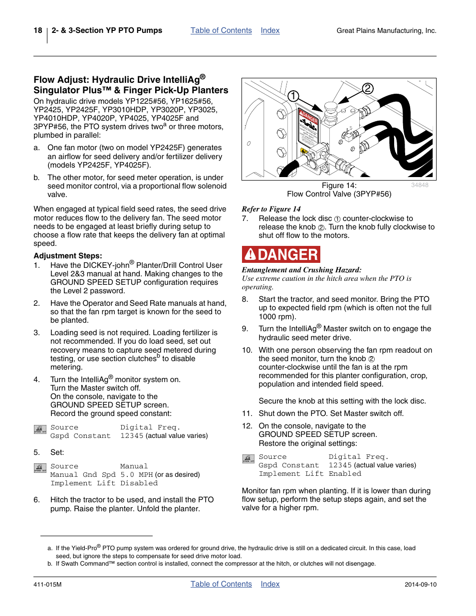 Adjustment steps, Flow adjust: hydraulic drive intelliag, Singulator plus™ & finger pick-up planters | Great Plains PTO Kits 2-3-Section User Manual | Page 22 / 100