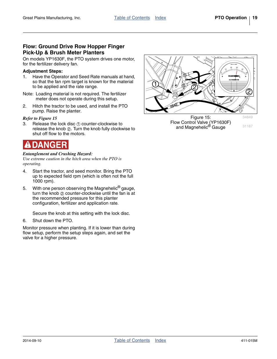 Adjustment steps, Flow: ground drive row hopper finger pick-up, Brush meter planters | Great Plains PTO Kits 2-3-Section User Manual | Page 23 / 100