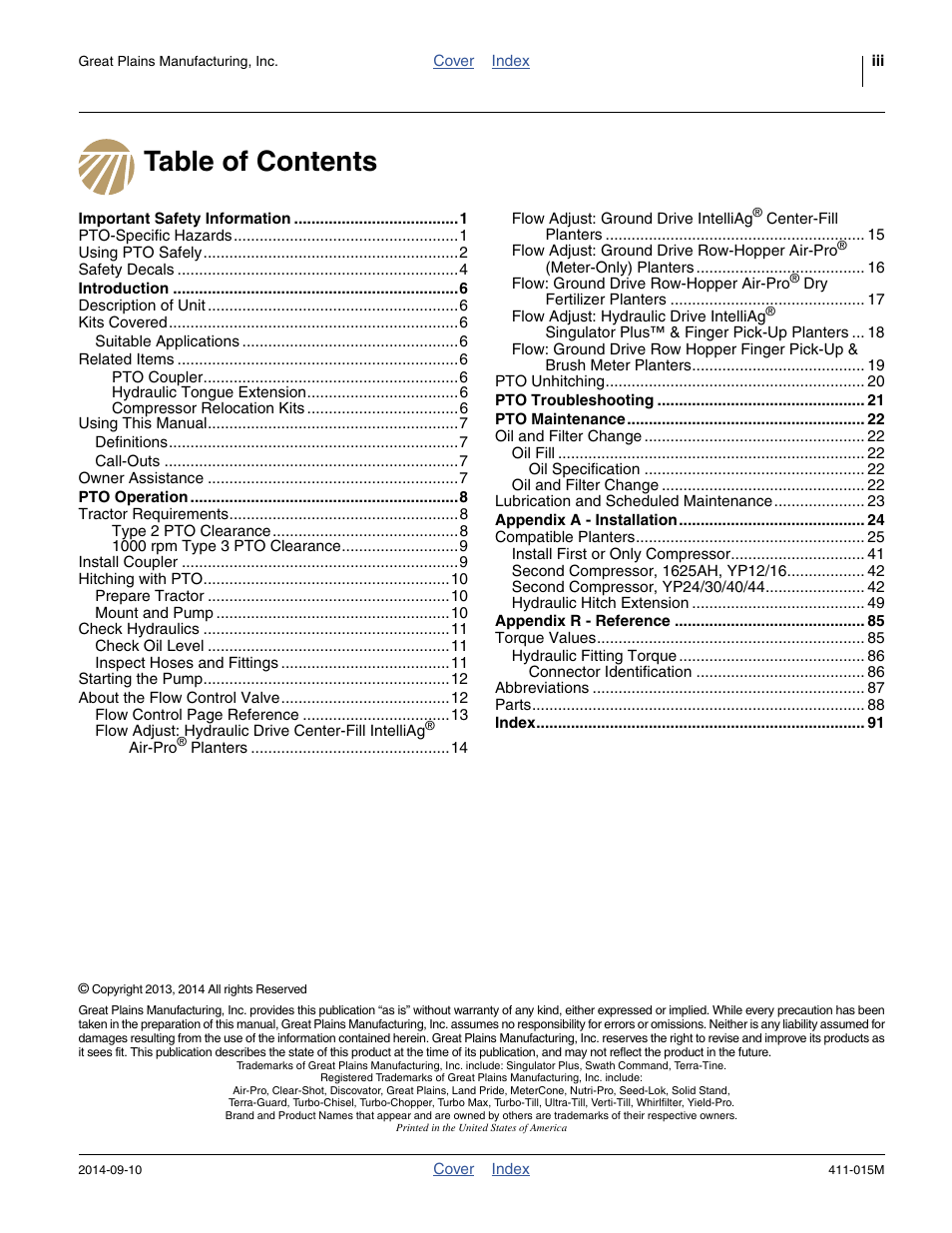 Great Plains PTO Kits 2-3-Section User Manual | Page 3 / 100