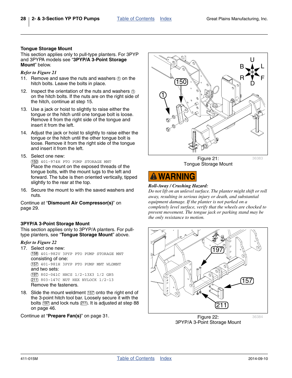 Tongue storage mount, 3pyp/a 3-point storage mount | Great Plains PTO Kits 2-3-Section User Manual | Page 32 / 100