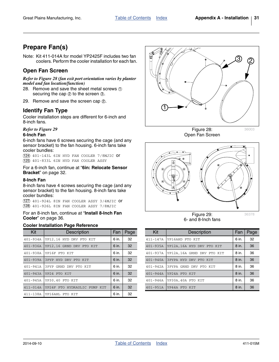 Prepare fan(s), Open fan screen, Identify fan type | Inch fan | Great Plains PTO Kits 2-3-Section User Manual | Page 35 / 100