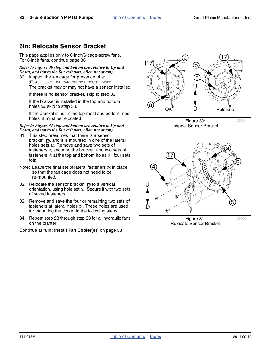 6in: relocate sensor bracket, 17 b a, Ba 17 | Great Plains PTO Kits 2-3-Section User Manual | Page 36 / 100