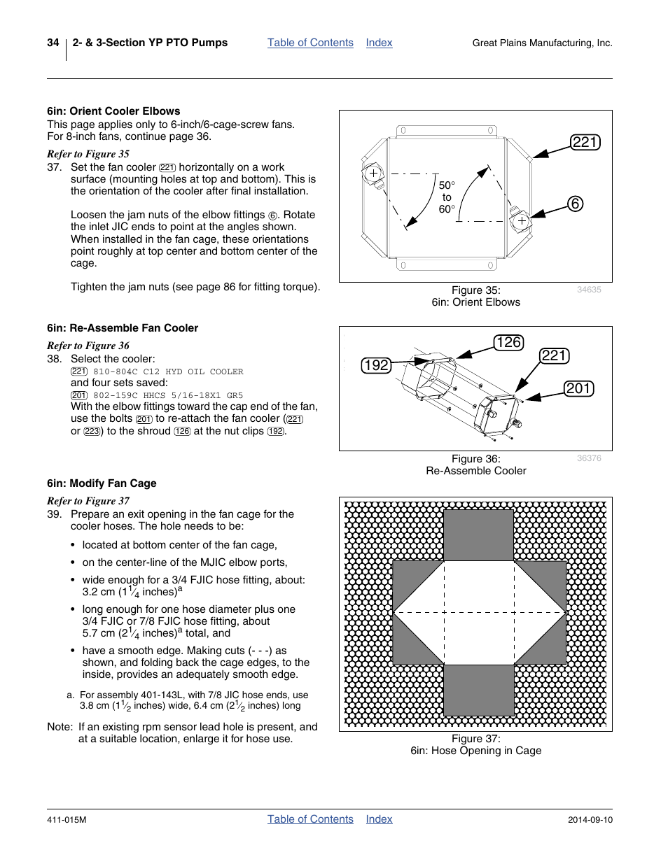 6in: orient cooler elbows, 6in: re-assemble fan cooler, 6in: modify fan cage | Great Plains PTO Kits 2-3-Section User Manual | Page 38 / 100