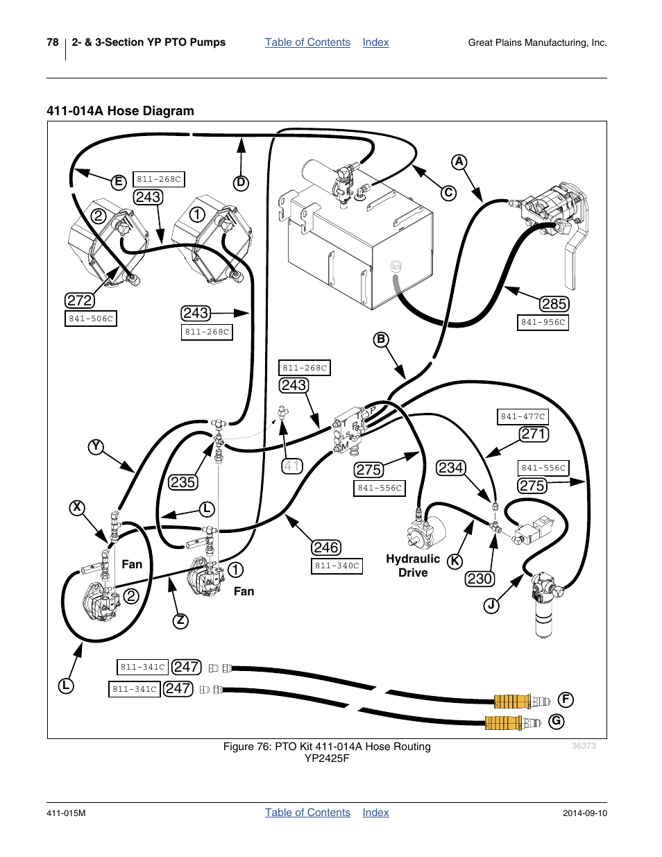 014a hose diagram | Great Plains PTO Kits 2-3-Section User Manual | Page 82 / 100