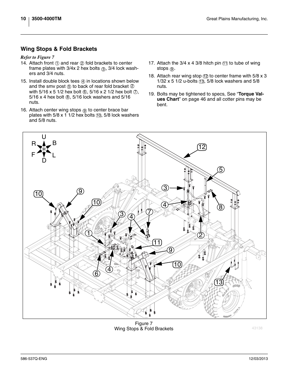 Wing stops & fold brackets | Great Plains 4000TM Assembly Manual User Manual | Page 14 / 80