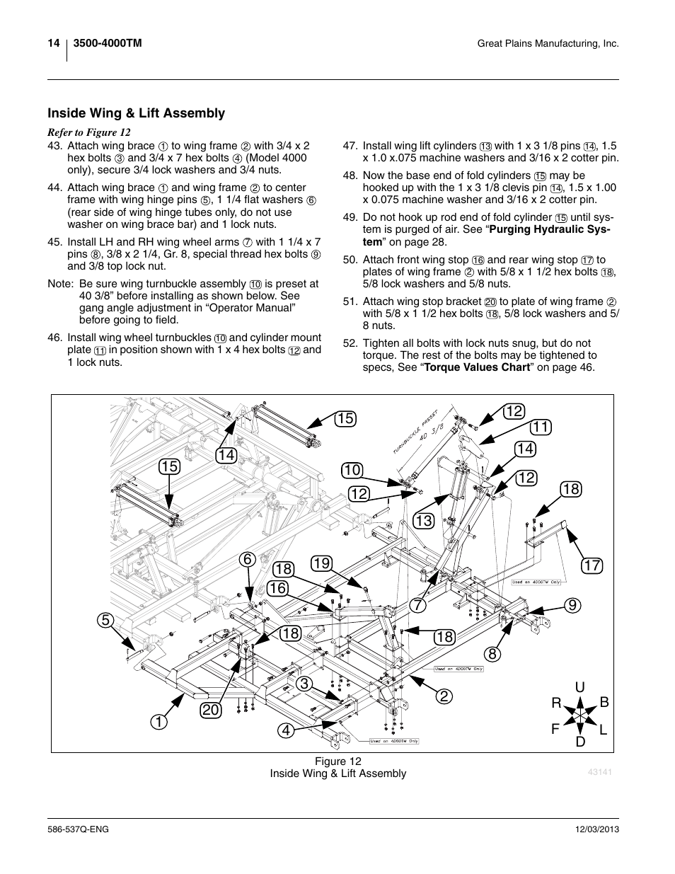 Inside wing & lift assembly | Great Plains 4000TM Assembly Manual User Manual | Page 18 / 80