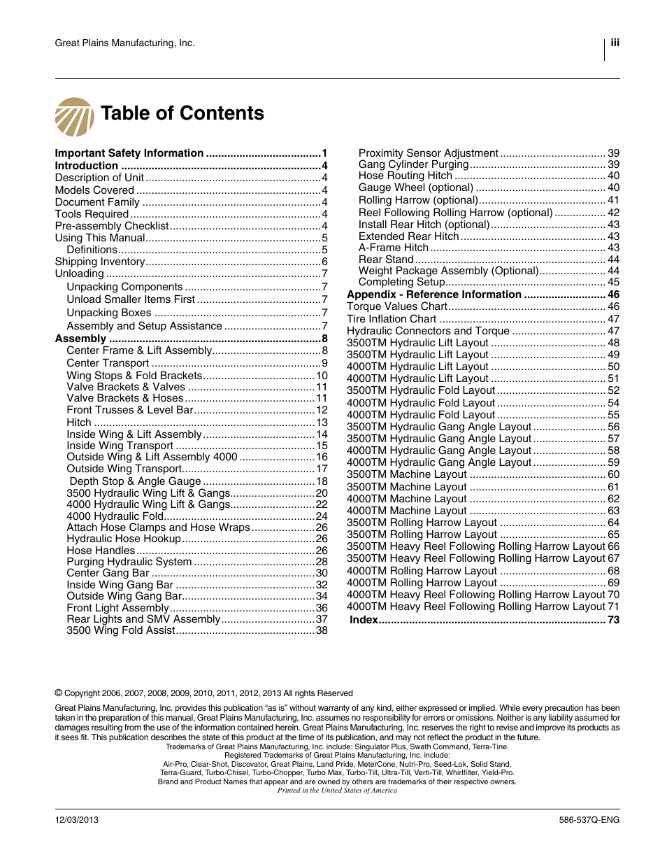 Great Plains 4000TM Assembly Manual User Manual | Page 3 / 80