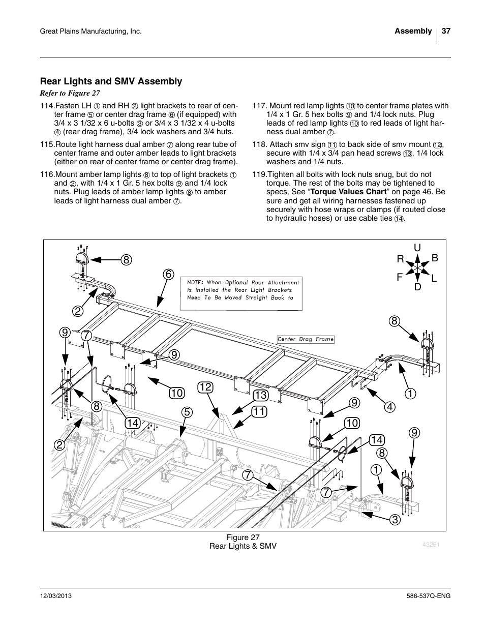 Rear lights and smv assembly | Great Plains 4000TM Assembly Manual User Manual | Page 41 / 80