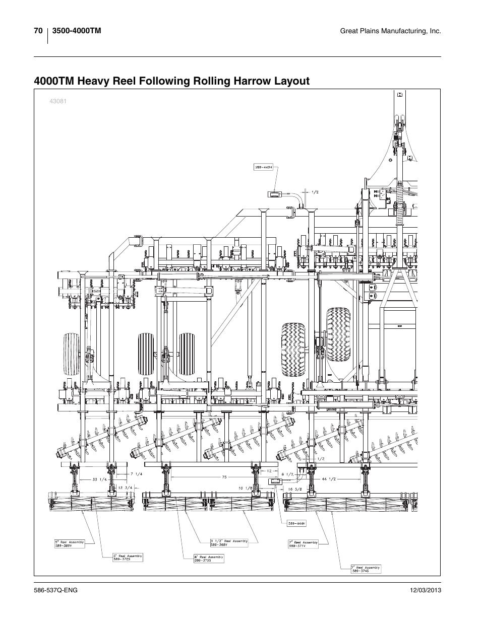 4000tm heavy reel following rolling harrow layout | Great Plains 4000TM Assembly Manual User Manual | Page 74 / 80