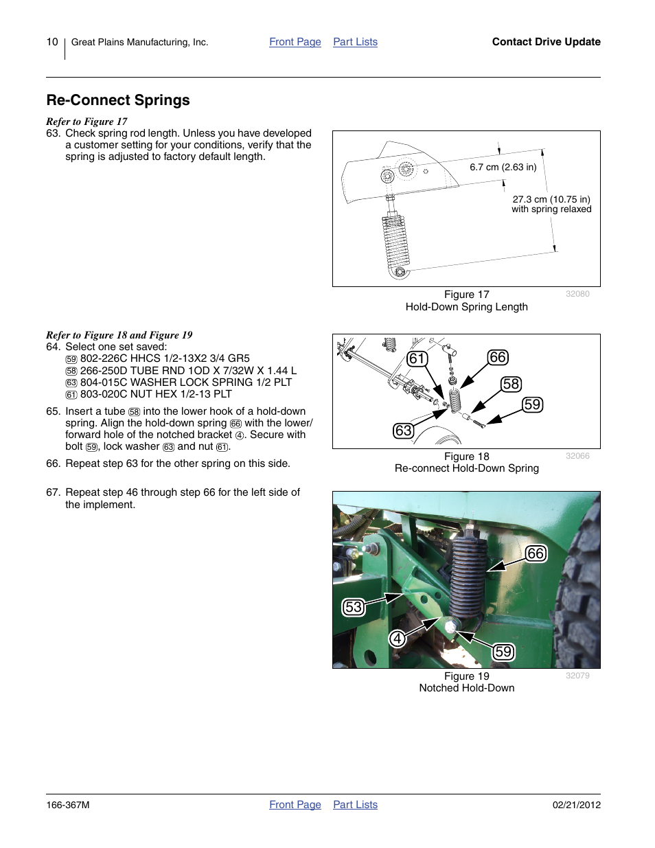 Re-connect springs | Great Plains NTA3007HD Operator Manual User Manual | Page 10 / 16