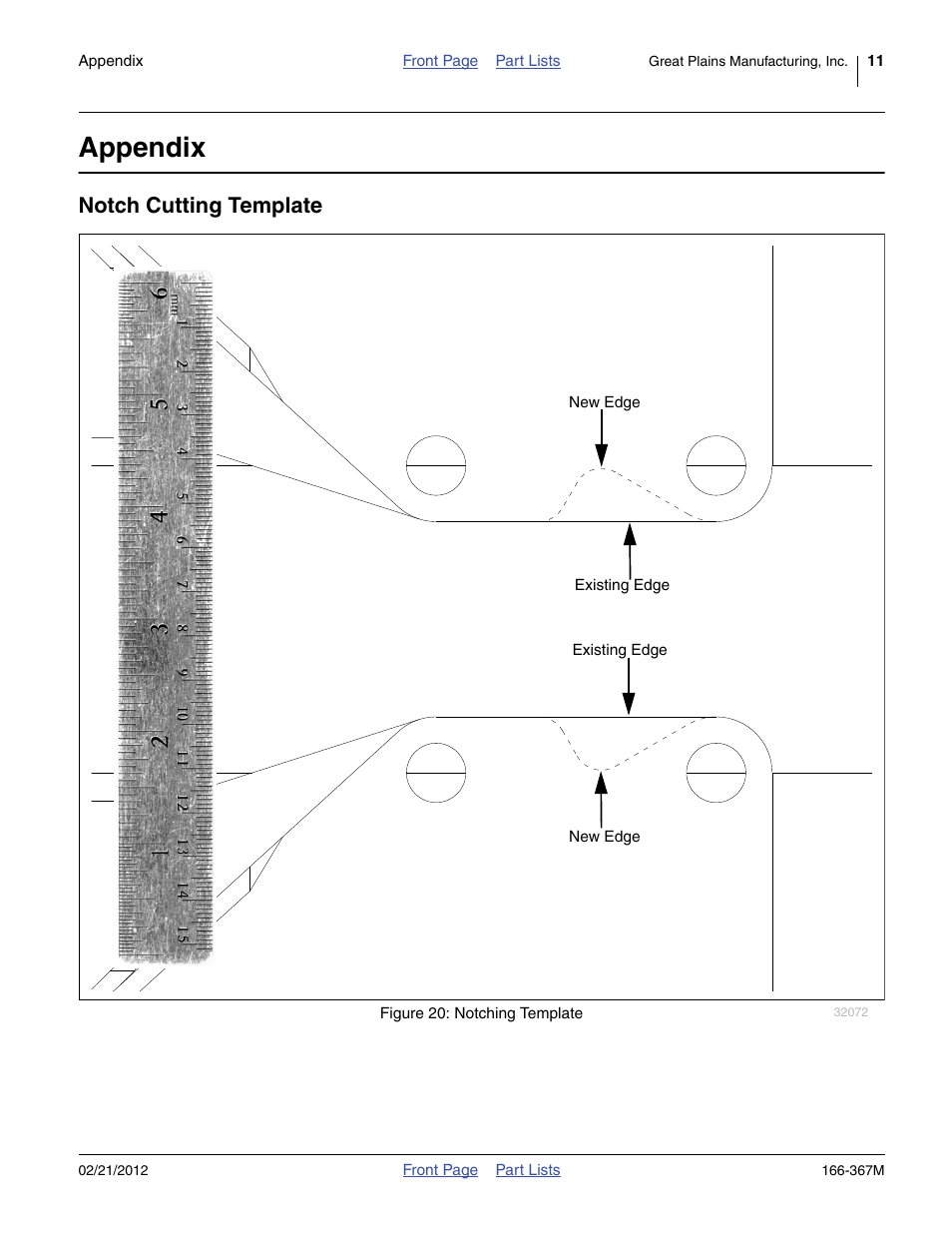 Appendix, Notch cutting template | Great Plains NTA3007HD Operator Manual User Manual | Page 11 / 16