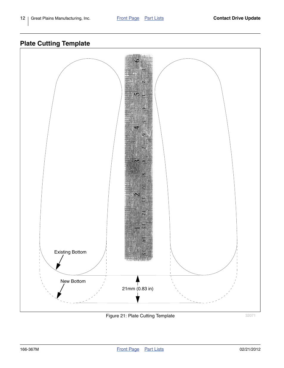 Plate cutting template | Great Plains NTA3007HD Operator Manual User Manual | Page 12 / 16