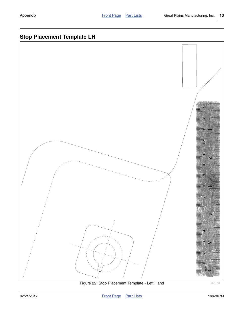 Stop placement template lh | Great Plains NTA3007HD Operator Manual User Manual | Page 13 / 16