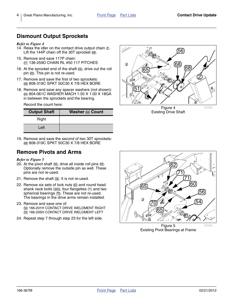 Dismount output sprockets, Remove pivots and arms | Great Plains NTA3007HD Operator Manual User Manual | Page 4 / 16