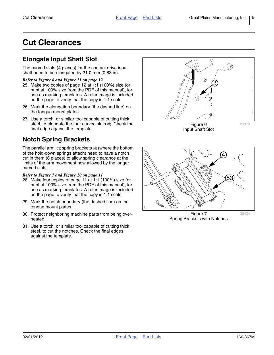 Cut clearances, Elongate input shaft slot, Notch spring brackets | Great Plains NTA3007HD Operator Manual User Manual | Page 5 / 16