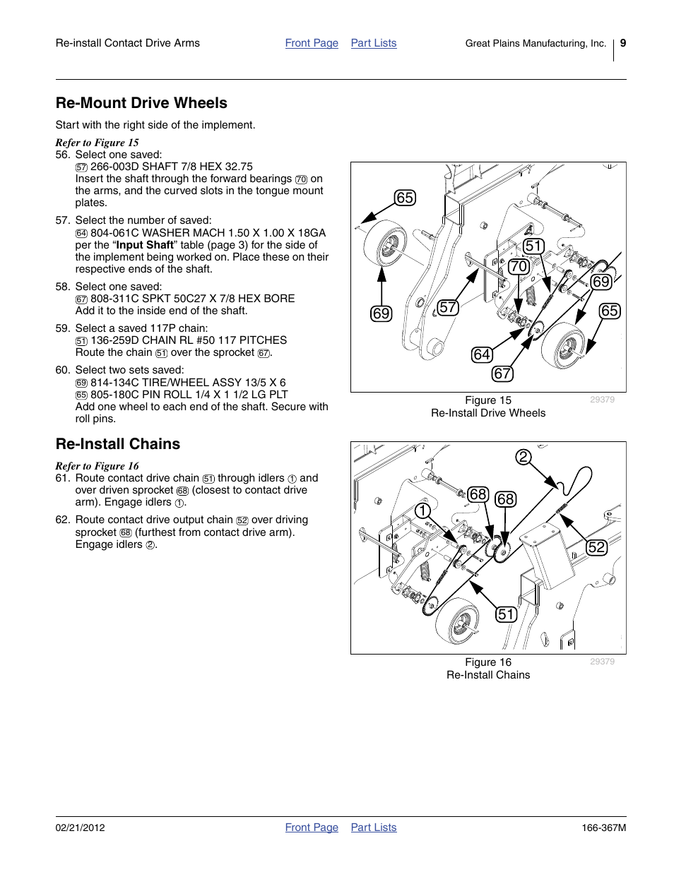 Re-mount drive wheels, Re-install chains | Great Plains NTA3007HD Operator Manual User Manual | Page 9 / 16