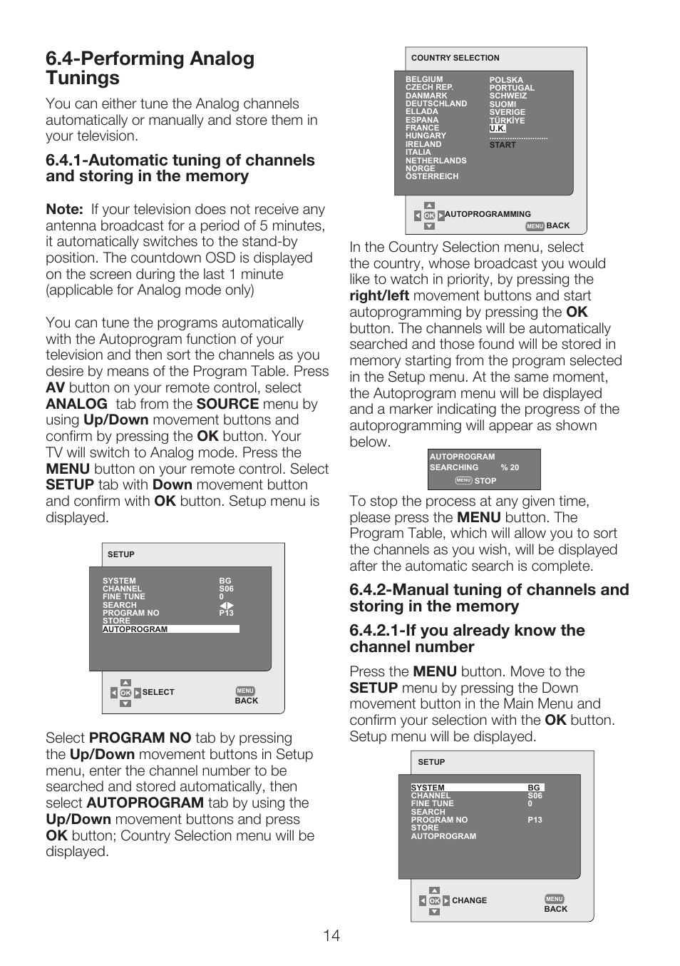 Performing analog tunings | Beko 22WLP530HID User Manual | Page 16 / 32