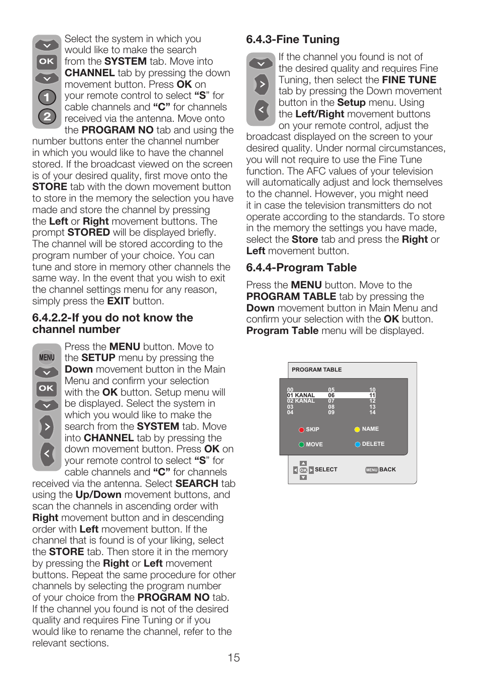 Program table, If you do not know the channel number | Beko 22WLP530HID User Manual | Page 17 / 32