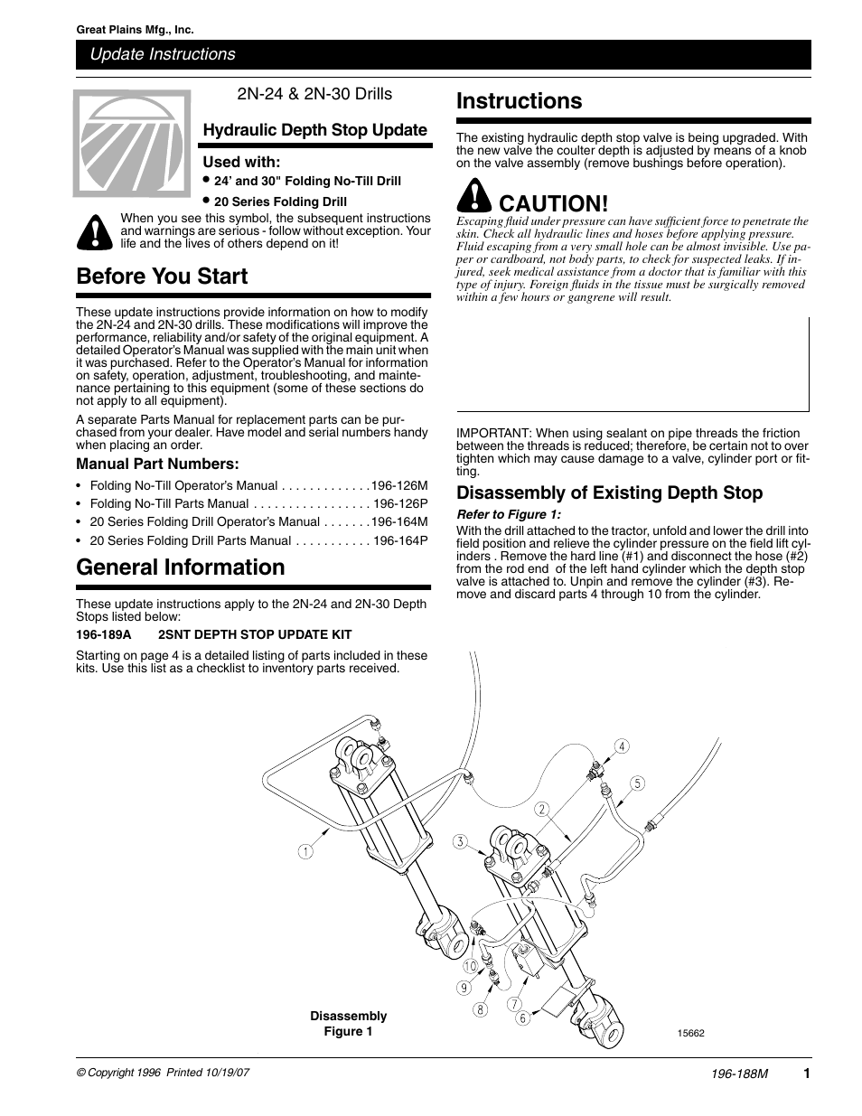 Great Plains Hydraulic Depth Stop User Manual | 4 pages