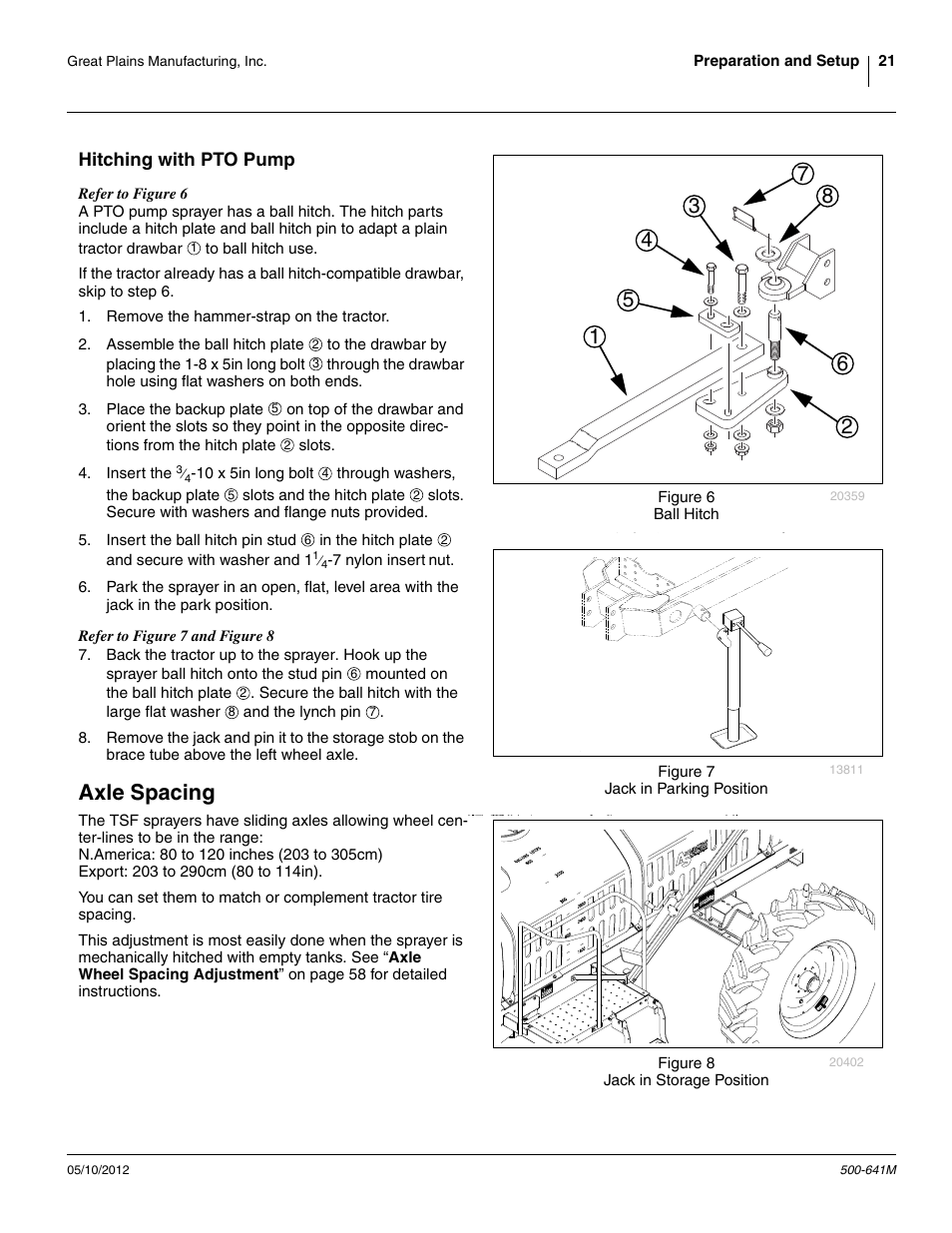 Hitching with pto pump, Axle spacing | Great Plains TSF1290 Operator Manual User Manual | Page 25 / 96