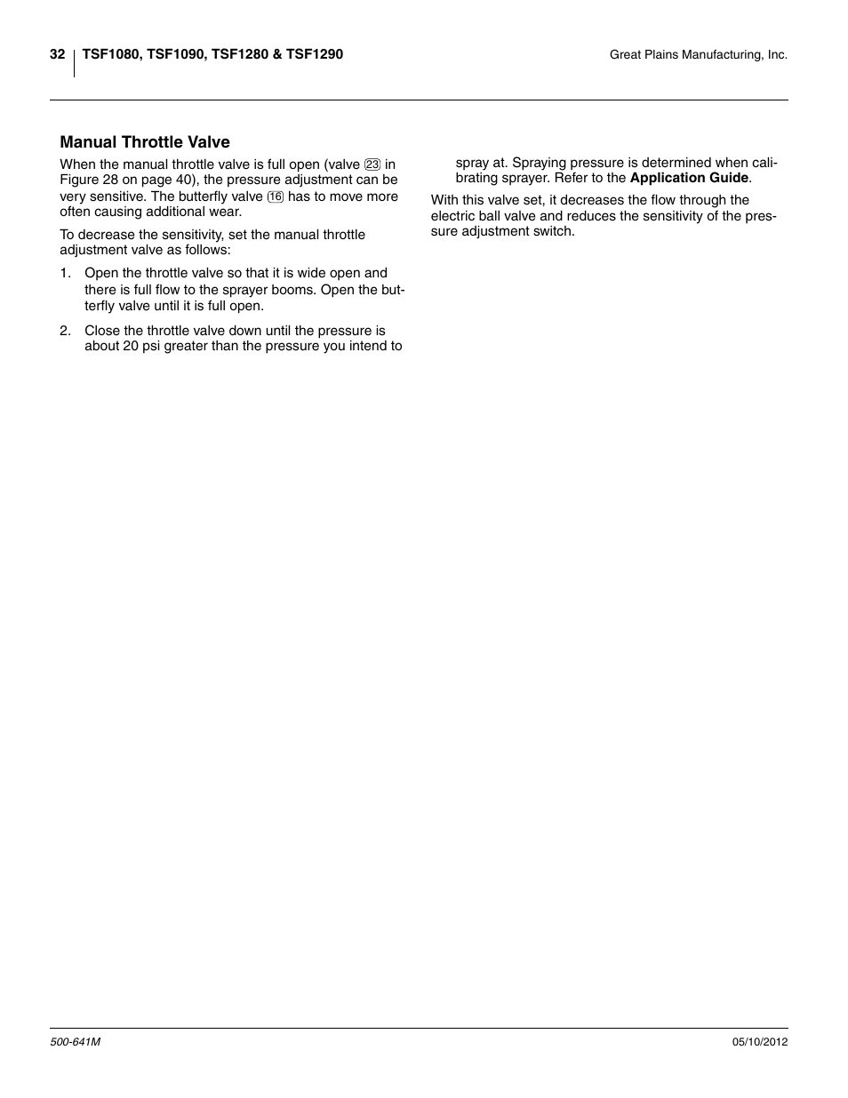 Manual throttle valve | Great Plains TSF1290 Operator Manual User Manual | Page 36 / 96