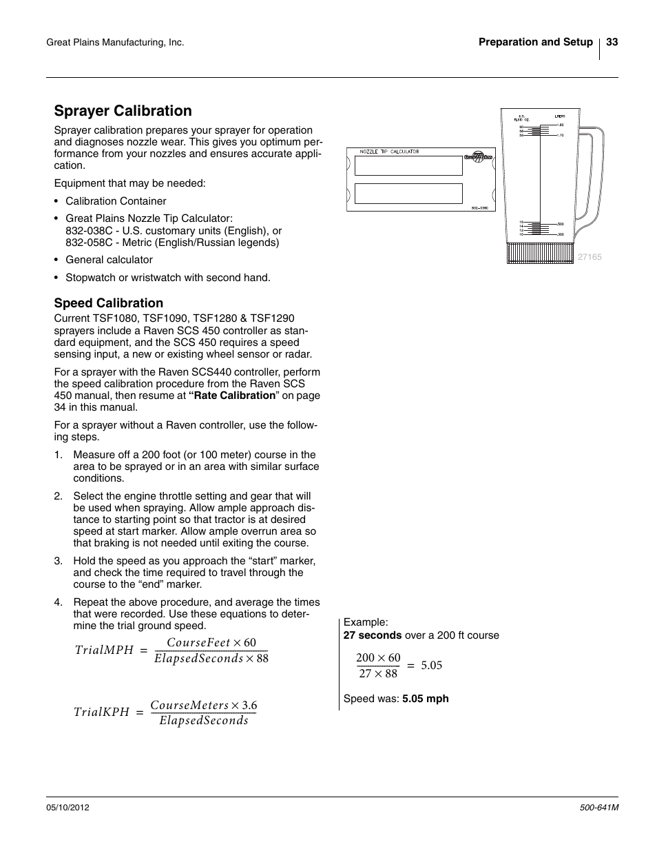 Sprayer calibration, Speed calibration | Great Plains TSF1290 Operator Manual User Manual | Page 37 / 96