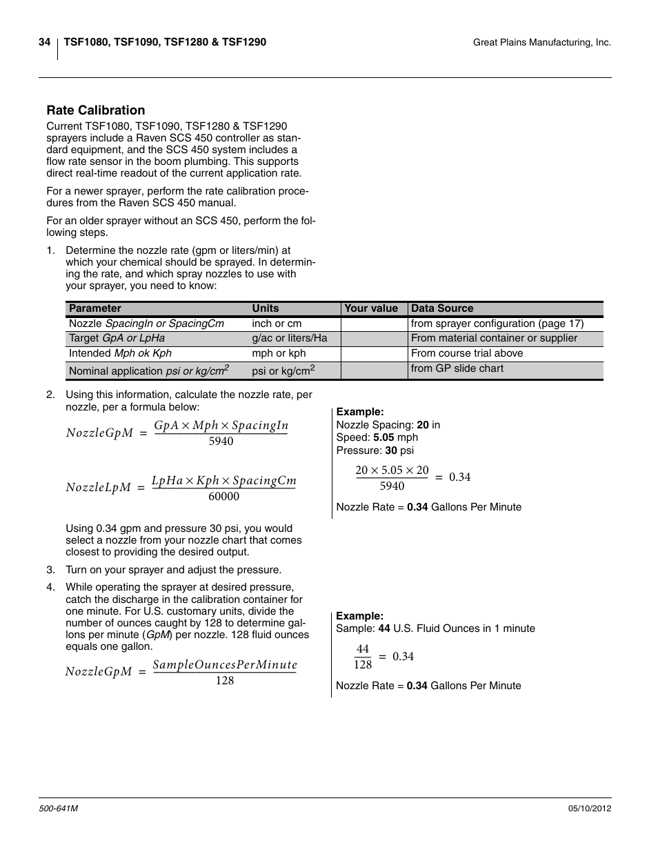 Rate calibration | Great Plains TSF1290 Operator Manual User Manual | Page 38 / 96