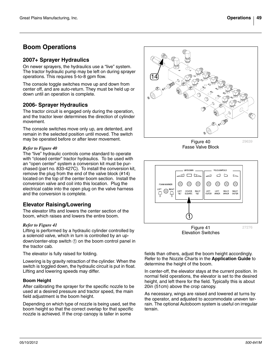 Boom height, Boom operations | Great Plains TSF1290 Operator Manual User Manual | Page 53 / 96