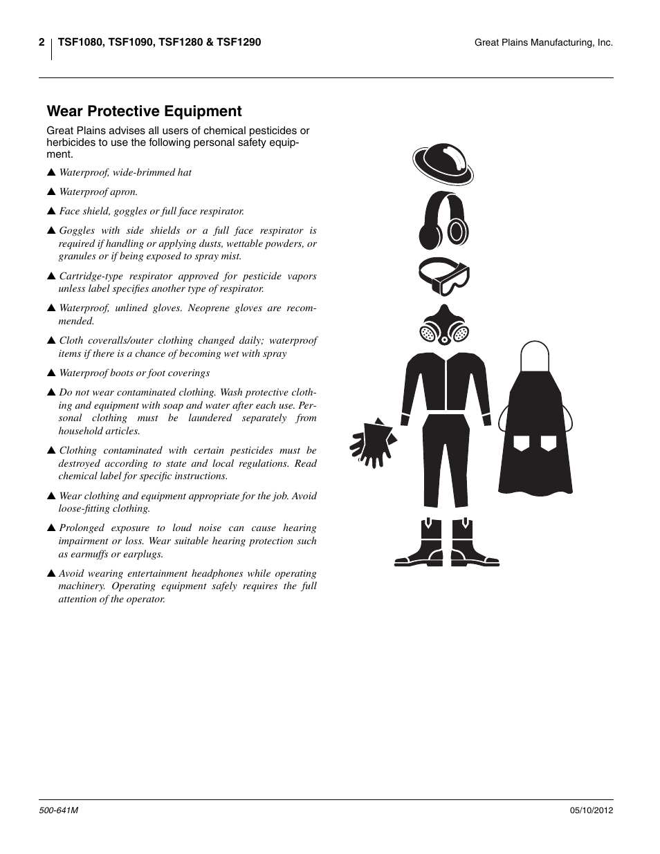 Wear protective equipment | Great Plains TSF1290 Operator Manual User Manual | Page 6 / 96