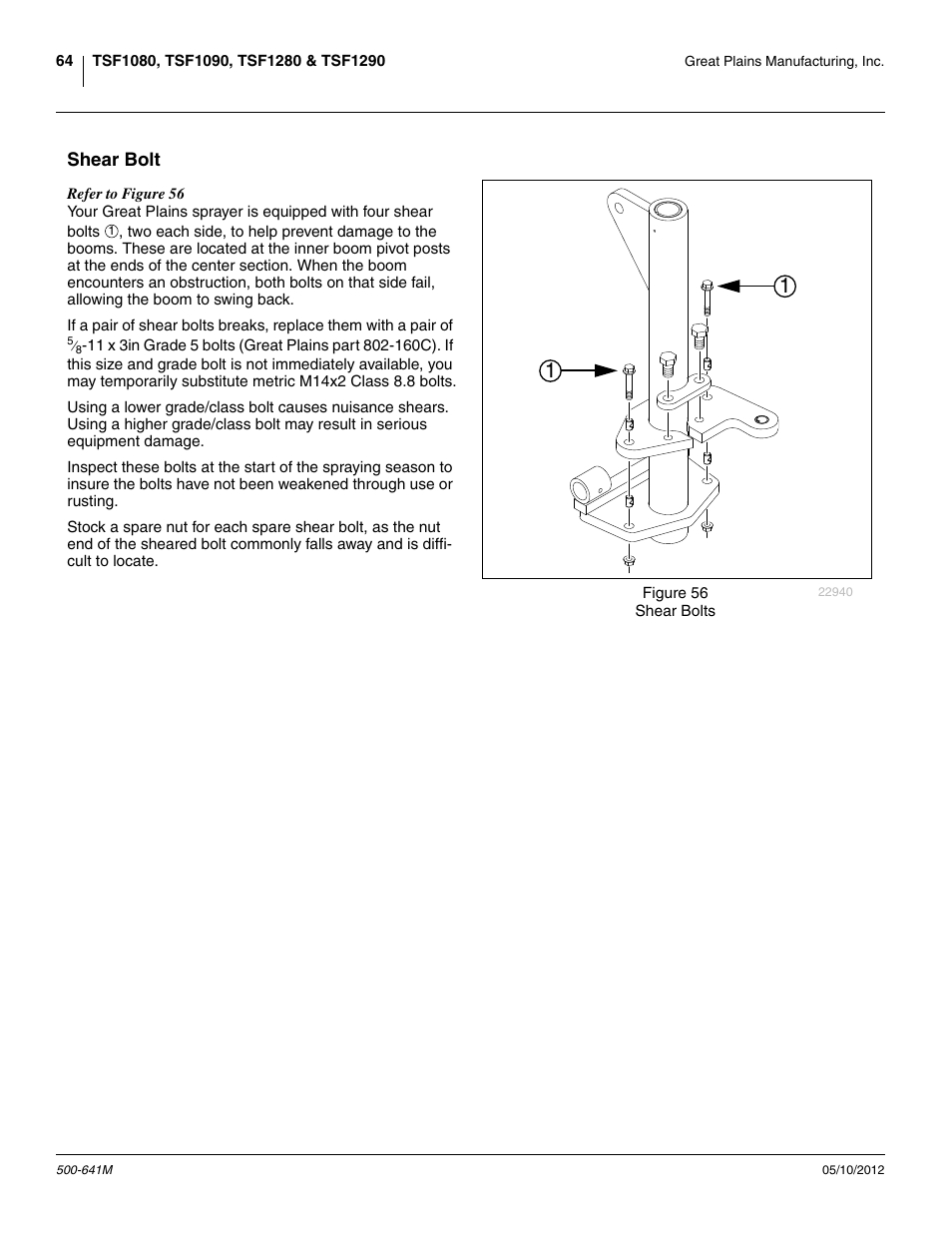 Shear bolt | Great Plains TSF1290 Operator Manual User Manual | Page 68 / 96