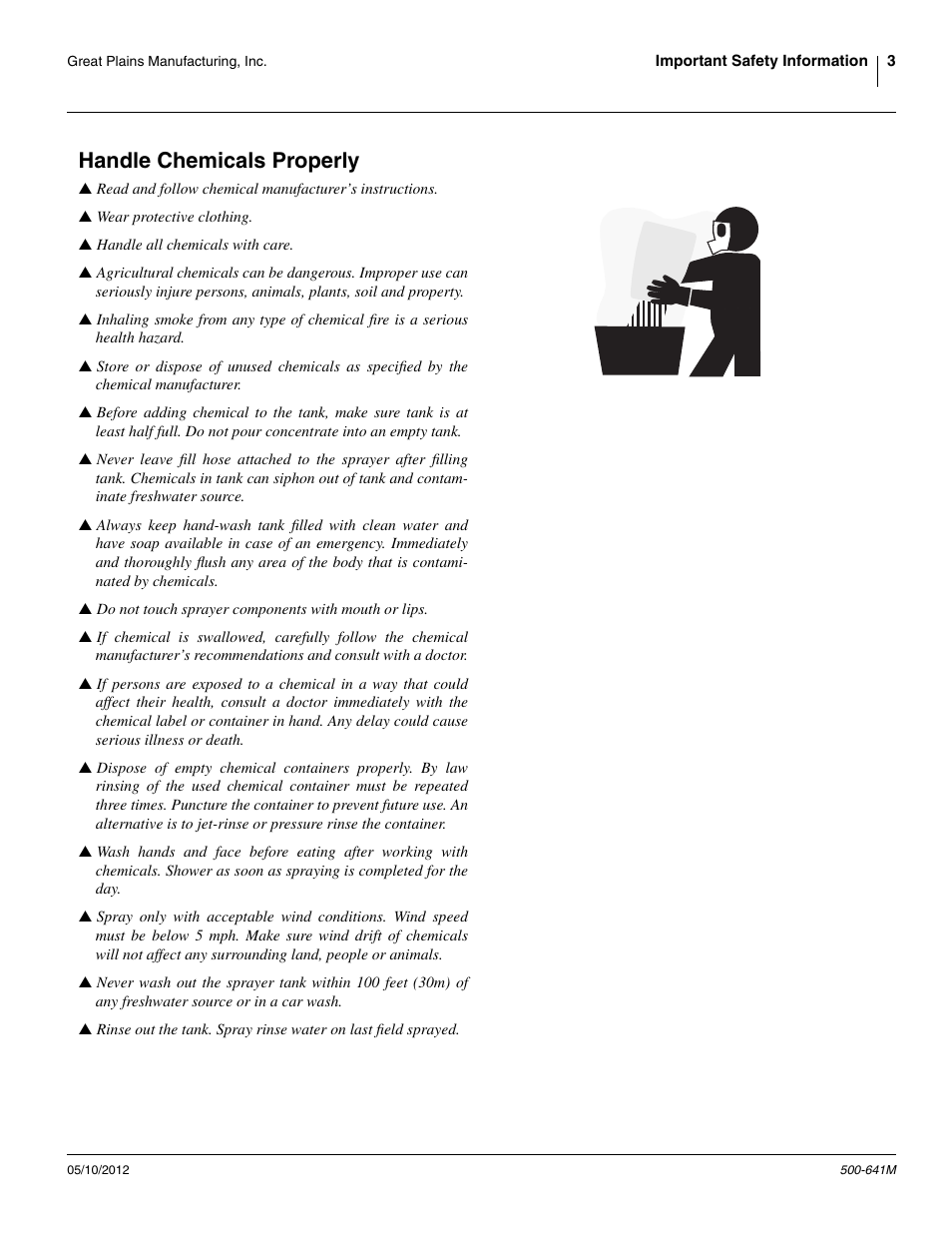Handle chemicals properly | Great Plains TSF1290 Operator Manual User Manual | Page 7 / 96
