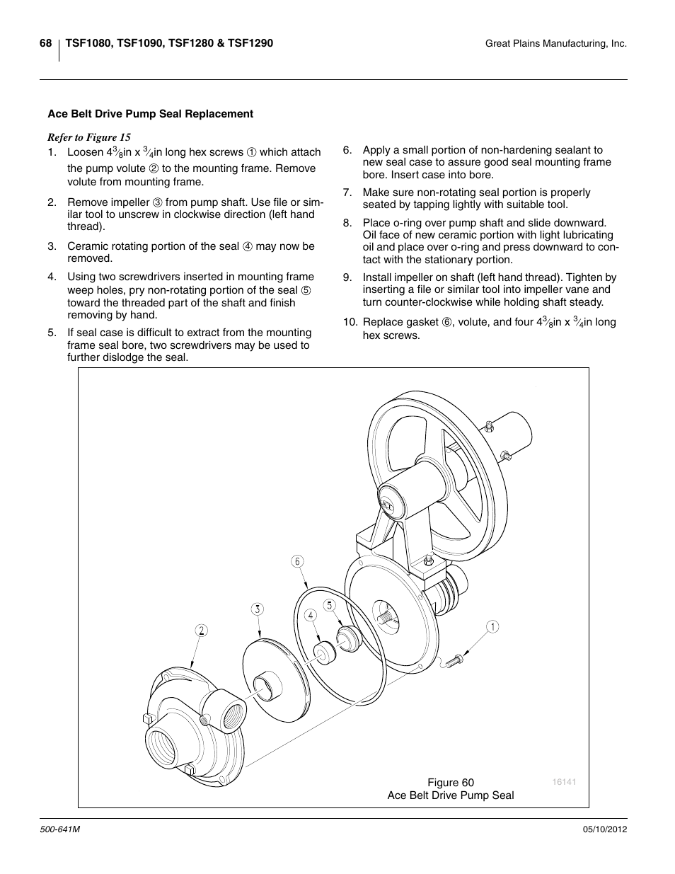 Ace belt drive pump seal replacement | Great Plains TSF1290 Operator Manual User Manual | Page 72 / 96