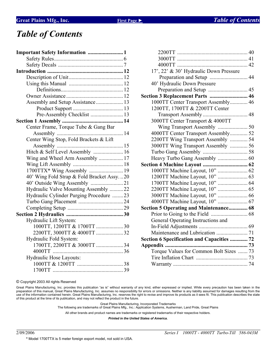 Great Plains 4000TT Operator Manual User Manual | Page 2 / 76