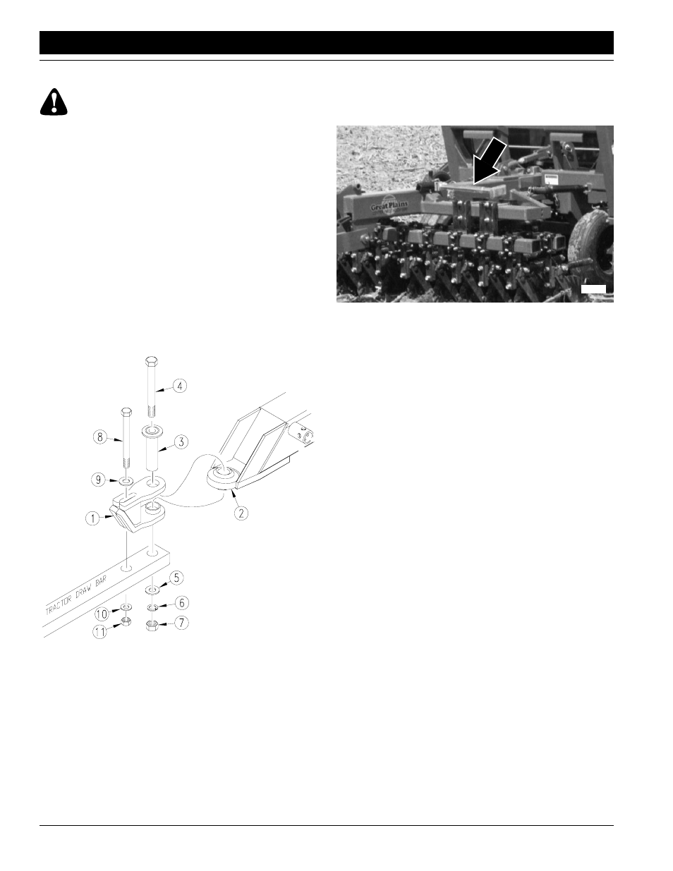 Danger, Hitching tractor to implement | Great Plains FCP1000 Operator Manual User Manual | Page 12 / 44