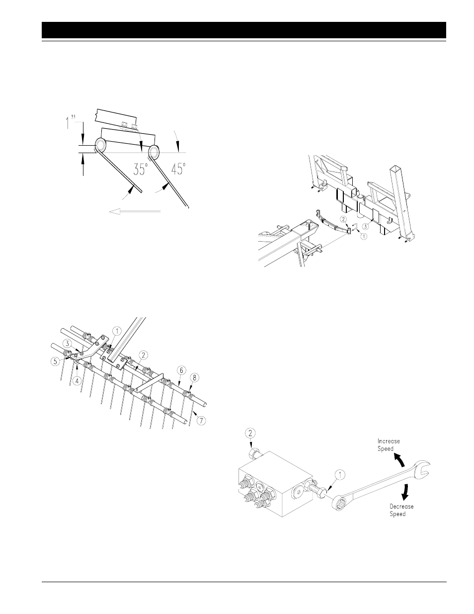 Folding speed, Harrow adjustment, Leaf spring adjustment | Marker adjustments | Great Plains FCP1000 Operator Manual User Manual | Page 21 / 44