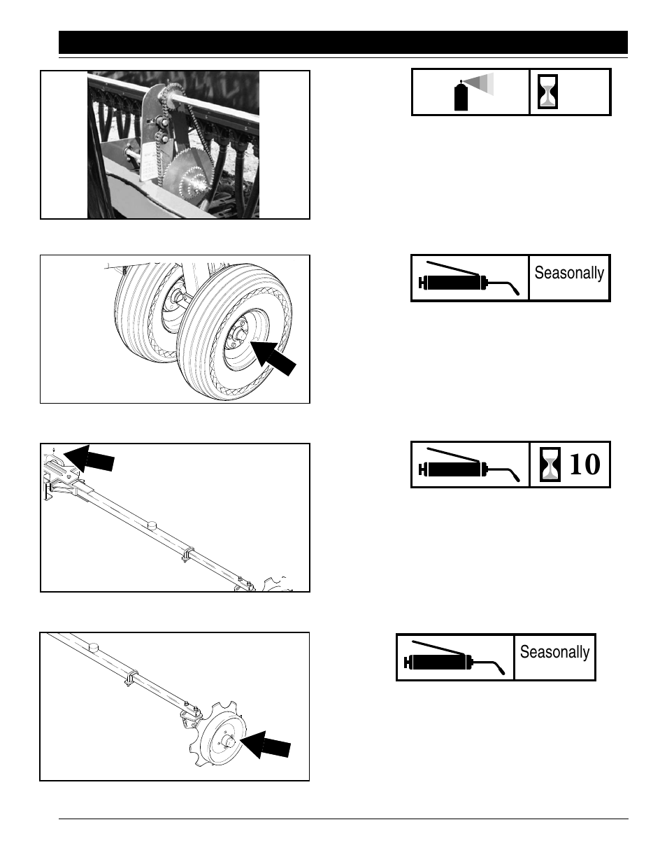 Transport wheel bearings optional folding markers, Seasonally | Great Plains FCP1000 Operator Manual User Manual | Page 37 / 44