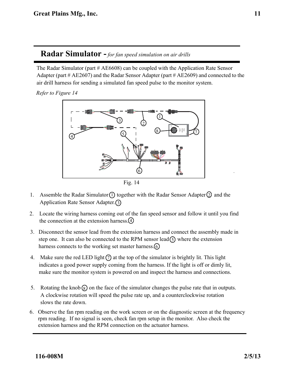 Radar simulator, Fig. 14 | Great Plains PM300 Assembly Instructions User Manual | Page 11 / 16
